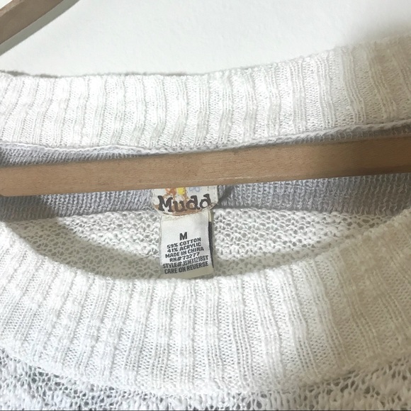 Mudd Sweater striped white gray medium scoop neck - Picture 4 of 5